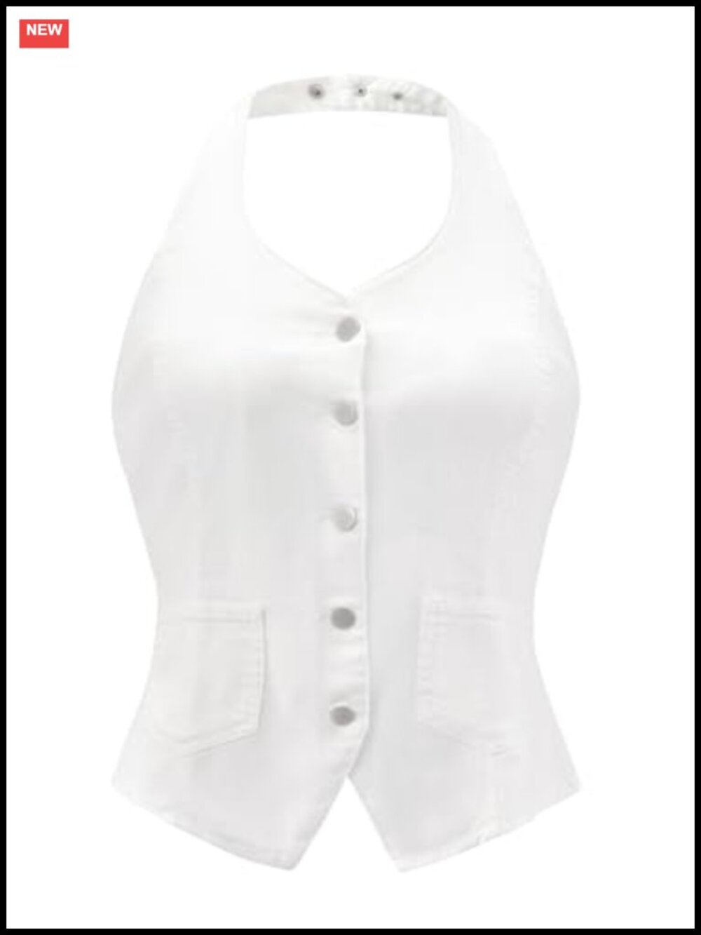 Women's Halter Neck Denim Vest Crop Jean Waistcoat Backless Sleeveless